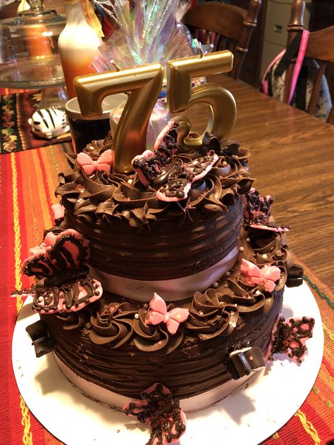 2 Tier Chocolate Cake Decoration, Double Tier Cake, Birthday Cake For Wife, Cupcake Recipes Uk, Choco Truffle Cake, Beautiful Chocolate Cake, Choco Truffle, Chocolate Butterflies, Cake Designs For Girl