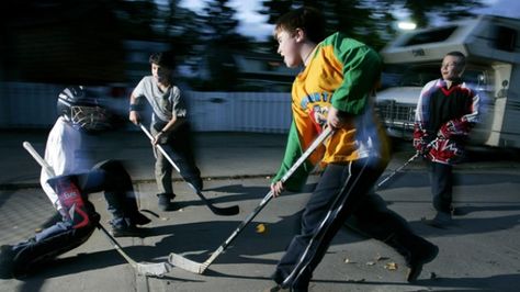 Street hockey and other activities will be part of a pilot project to encourage kids to play on designated streets in The Annex and Seaton Village. Ball Hockey, Kids Sports Party, Sports Quotes Softball, Sports Party Favors, Sports Chic Outfit, Sports Party Decorations, Street Hockey, Signs Of Spring, Chic Winter Outfits