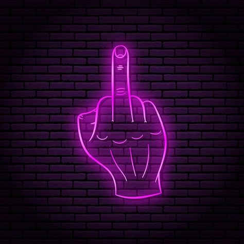 Neon sign with a purple glow. hand gestu... | Premium Vector #Freepik #vector #neon-elements #neon-bar #neon-sign #neon-lamp Neon Lights, Led Neon, Neon Sign, Neon, Led, Wall