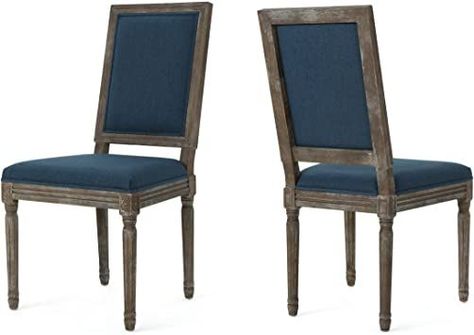 French Country Fabric, Weathered Wood Finish, Brown Dining Chairs, Traditional Dining Chairs, Traditional Dining, Parsons Chairs, Christopher Knight, Noble House, Fabric Dining Chairs