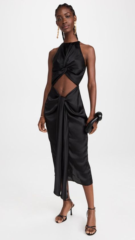 20 Dressy and Cozy Galentine's Day Outfit Ideas for 2022 Andrea Iyamah, Cutout Midi Dress, Satin Set, Silky Fabric, Woven Dress, China Fashion, Ruched Dress, Elegant Fashion, Amazing Women