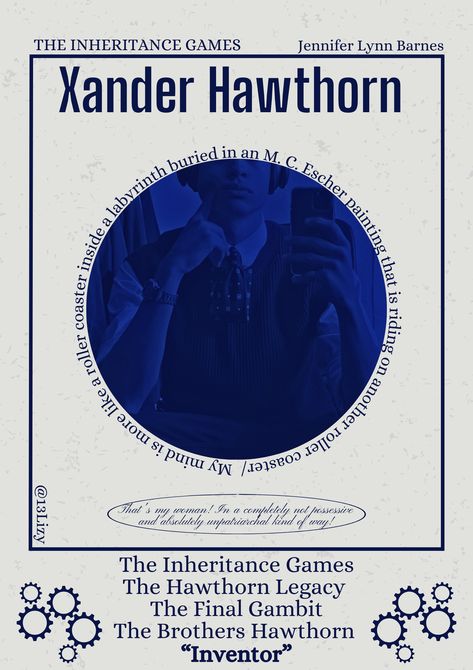 Xander Hawthorn- the inheritance games- Jennifer Lynn Barnes- book poster The Inheritance Games Poster, Xander Hawthorne, The Final Gambit, Inheritence Games, Inheritance Trilogy, Jennifer Lynn, The Inheritance Games, Inheritance Games, Book Poster