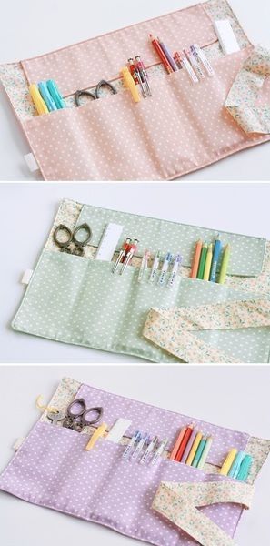 Fabric roll poket organizer for sewing accessories Diy Pencil Case, Pencil Roll, Diy Pencil, Kampot, Creation Couture, Pencil Cases, Diy Couture, Fabric Projects, Key Case