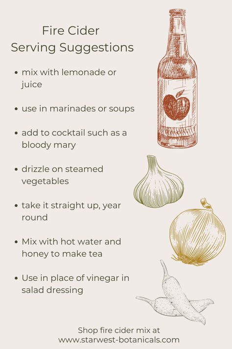 The Complete Guide To Making Fire Cider | Starwest Botanicals - Starwest Botanicals Fire Cider Benefits, Medicinal Remedies, Fire Cider Recipe, Diy Apple Cider, Rosemary Gladstar, Create A Routine, Herbal Remedies Recipes, Herbal Tonic, Fire Cider