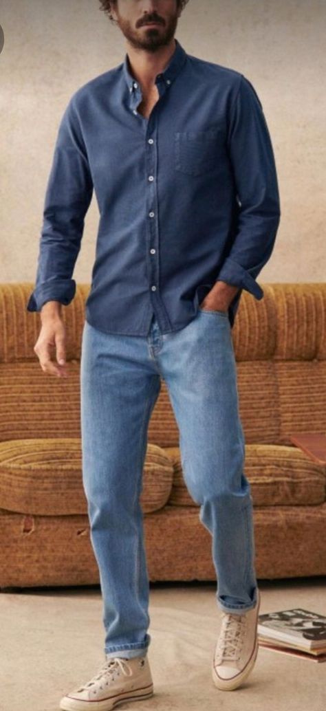 Jeans Button Down Shirt Outfit Men, Basic Casual Outfits Men, Mens Casual Going Out Outfit, Mid 30s Fashion Outfits Men, Smart Mens Outfits Business Casual, Men’s Smart Casual Work, Classic Men’s Outfit, Male Celebrity Style, Casual Sophisticated Outfits Men