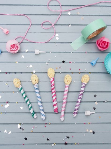 Free crochet birthday candle pattern: http://messyla.typepad.com/messyla-blog/2014/09/crochet-birthday-candles-pattern.html Handmade Birthday Decorations, Crochet Birthday, Boyfriend's Birthday, Crochet Candle, Candle Pattern, Become Stronger, Happy September, September 1st, Crochet Food