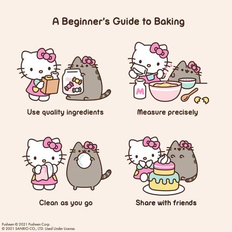 Hello Kitty Baking, Sfw Agere, Pusheen Stickers, Pusheen Cute, Pusheen Cat, Kitty Stuff, Kitty Drawing, Friends Characters, Cat Cafe