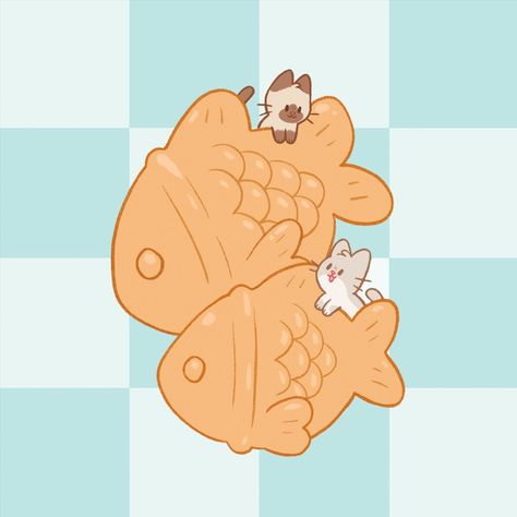 Last illustration for the Japanese snack series is Taiyaki and Cats! 🎏🐈 Thank you for being patient with me while I took my time posting this series 🩷 I had so much fun drawing these!! I’ll have them available as individual prints, or as a spread on a sticker sheet and sticker book when my shop reopens soon!! Taiyaki Wallpaper, Snack Drawing, Taiyaki Drawing, Cute Fish Art Kawaii, Taiyaki Fish, Taiyaki Illustration Kawaii, Kawaii Sushi Stickers, Japanese Snacks, Red Bubble