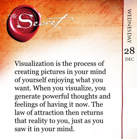 Visualization is the process of creating pictures in your mind of yourself enjoying what you want. When you visualize, you generate powerful thoughts and feelings of having it now. The law of attraction then returns that reality to you, just as you saw it in your mind. Visualize all the wonderful things to appreciate with The Secret Daily Teachings App:http://bit.ly/TSDTAPP Powerful Thoughts, Relationships Quotes, Secret Book, A Course In Miracles, Secret Quotes, Create Picture, Attraction Quotes, Secret Law Of Attraction, The Secret Book