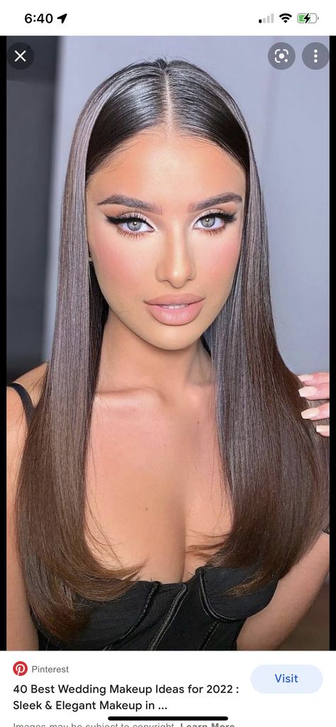 Sleek Hair Behind Ears, Big Ear Hairstyles, Sleek Middle Part Hair Down, Hair Behind Ears Hairstyles, Side Part Long Hair, Sleek Formal Hairstyles, Hairstyles For High Neck Dresses, Sleek Back Hair, Pin Straight Hair