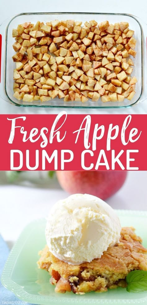 Fresh Apple Dump Cake, Dump Cake With Fresh Apples, Fresh Apple Recipes, Homestead Food, Apple Dump Cake Recipe, Apple Dump Cake, Dump Cakes, Apple Dump Cakes, Apple Recipes Easy