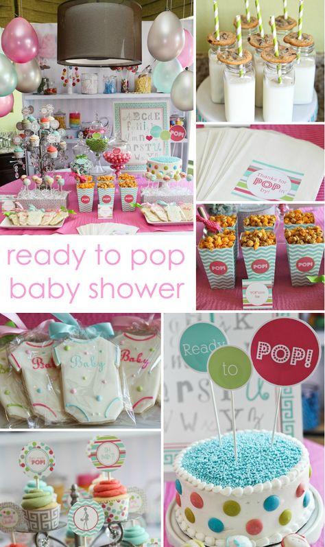 Ready to Pop Baby Shower - we love how many directions you can take this theme! #babyshower #readytopop Baby Shower Images, Babyshower Party, Pop Baby Showers, Baby Shower Inspiration, Shower Bebe, Ready To Pop, Candy Bars, Baby Shower Planning