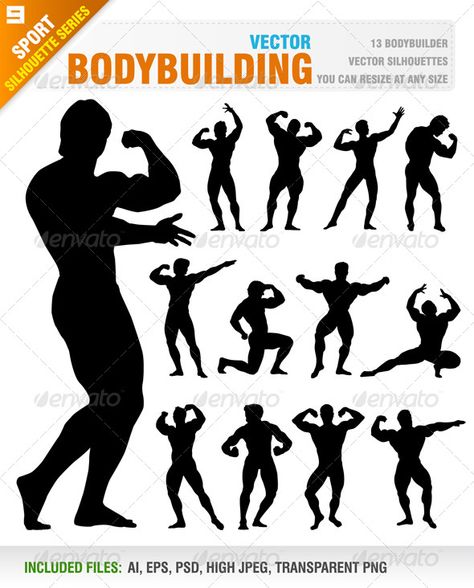 #Bodybuilding - People Characters #silhouettes #people #characters #isolated #illustration #vector #template #athlete #sport