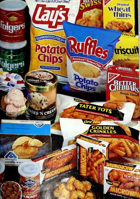 Vintage Grocery Ads, 80s Food Packaging, 90s Snacks Discontinued Food, 90’s Food, Vintage Snacks, 80s Snacks, 80s America, 1980s Food, 2000s Food