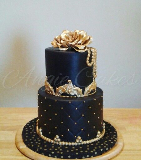 2 Tier Wedding Cake Black And Gold, Black And Gold 50th Anniversary Cake, Two Tier Black And Gold Cake, Quinceanera Cakes Black And Gold, Black And Gold Cakes For Ladies, Black And Gold Cake Design Birthday, Black And Gold 2 Tier Cake, Black And Gold Quinceanera Cake, Black And Gold Tiered Cake