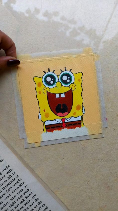 Canvas Art Spongebob, Art Spongebob, Painting Mini Canvas, Spongebob Drawings, Disney Canvas Art, Spongebob Painting, Disney Canvas, Posca Art, Cute Canvas Paintings