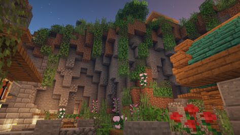 Minecraft Cliffside, Cliff Face, Minecraft Medieval, Minecraft Inspo, Pocket Edition, Minecraft Builds, My Town, The Edge, Pixel Art