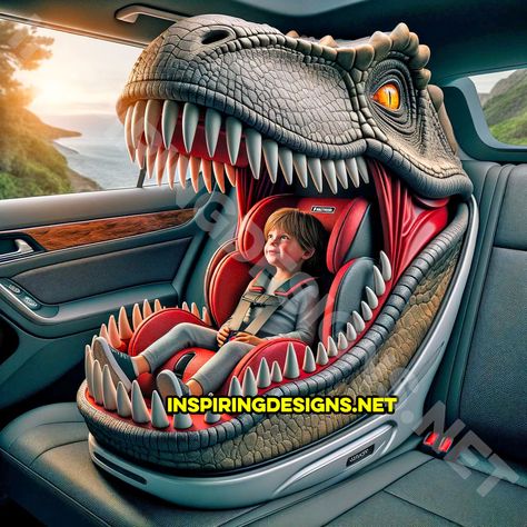 These Dinosaur Shaped Car Seats Will Make Your Kids Love Car Rides! – Inspiring Designs Odd Furniture, Car Rides, Car Ride, Love Car, My Dream Car, Wood Decor, T Rex, Dinosaurs, Dream Cars