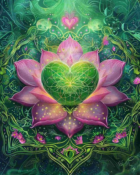 Mandala of heart chakra💚｜original spiritual artwork 🧚🏻original AI art combine with spirituality 👉commercial use unavailable #mandaladrawing #healingart #spiritualart #spiritualawakenings #spiritualhealing #arthealing #aiartist Chakras Artwork Spiritual, Heart Chakra Aesthetic, Heart Chakra Wallpaper, Visionary Art Spiritual Consciousness, Heart Chakra Art, Spiritual Chakras, Light Movement, Heart Mandala, Divine Feminine Art