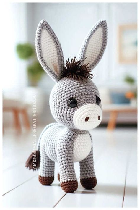 Free Crochet Donkey Patterns, Donkey Amigurumi Free Pattern, Donkey Crochet Pattern Free, Crochet Donkey Free Pattern, Donkey Amigurumi, Crochet Donkey, Donkey Pattern, Crochet Bull, Amigurumi Crochet Free Pattern