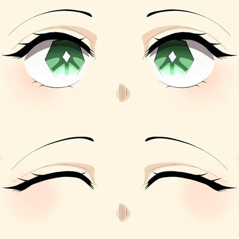 Open and closed eyes (⁠≧⁠▽⁠≦⁠) One Eye Open One Eye Closed, Close Eyes Drawing, Closed Eyes Reference, Closed Anime Eyes, Anime Closed Eyes, Expression Guide, Closed Eyes Drawing, Anime Style Eyes, Closed Eye Drawing