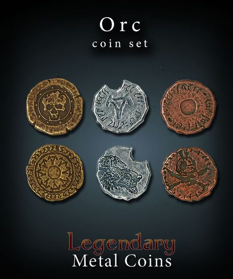 Dnd Coins, Fantasy Currency, Fantasy Coins, Pirate Coins, Currency Design, D D Items, Heroic Fantasy, Props Art, Coin Art