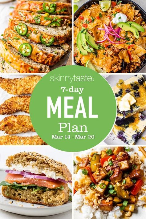 7 Day Healthy Meal Plan, Mexican Sweet Potatoes, Greek Chickpea Salad, Greek Chickpeas, Healthy Meal Plan, Day Meal Plan, 7 Day Meal Plan, Skinny Taste Recipes, Healthy Meal Plans