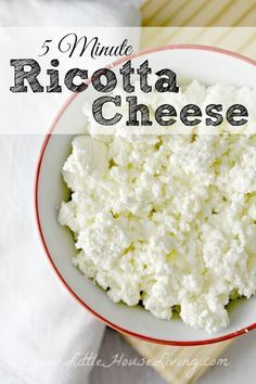 Homemade Ricotta Cheese Recipe - Little House Living Ricotta Cheese Recipe, Homemade Ricotta Cheese, Cheese Sauces, Cheese Recipes Homemade, Ricotta Cheese Recipes, Cheese Making Recipes, Homemade Ricotta, Diy Cheese, Salad Pasta