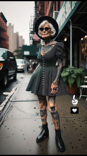 Older Women With Tattoos, Old Women With Tattoos, Silver Haired Beauties, 50s Women, Eccentric Style, Tattoo People, Old Tattoos, Grow Old, Be Awesome