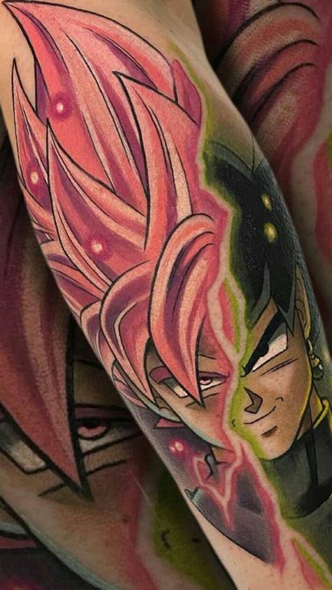 Goku Black Tattoo Design, Goku Black Tattoo, Dragonball Tattoo, Rose Outline Tattoo, Anime Tats, Chest Tattoo Stencils, Dbz Tattoo, Rose Outline, Ball Tattoo