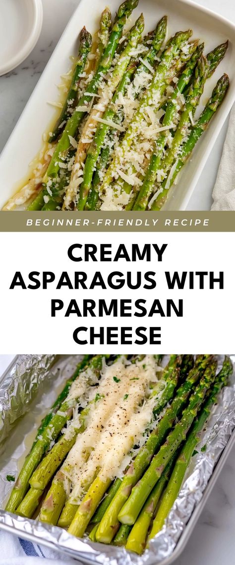 Image for Creamy Asparagus with Parmesan Cheese Best Way To Make Asparagus, Dinner Recipes With Asparagus, Asparagus Snacks, Baked Asparagus With Parmesan Cheese, Asparagus Side Dishes, Fresh Asparagus Recipes, Asparagus With Parmesan Cheese, Roasted Asparagus Recipes, White Asparagus Recipes