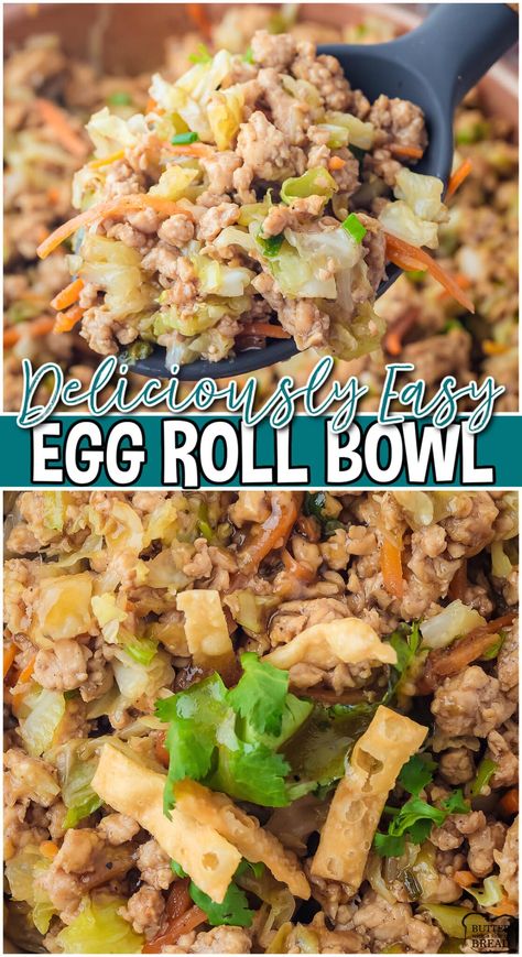 INSIDE OUT EGG ROLLS - Butter with a Side of Bread Low Calorie Egg Roll In A Bowl, Inside Out Egg Roll Recipe, Inside Out Egg Roll, Smoked Meatloaf Recipe, Delicious Casseroles, Chinese Appetizers, Homemade Egg Rolls, Egg Roll In A Bowl, Homemade Bread Recipes Easy