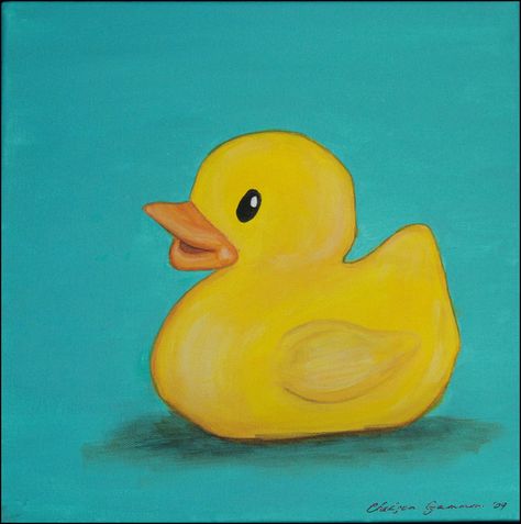 rubber ducky Yellow Duck Painting, Rubber Duck Painting, Duck Stickers, Duck Painting, Ducky Duck, Parking Spot Painting, Dog Quotes Love, Duck Art, Wood Slice Art