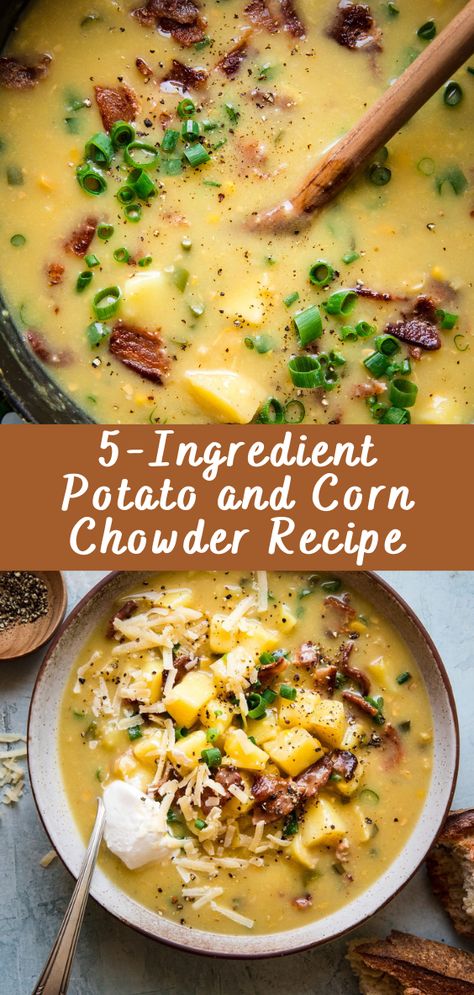 5-Ingredient Potato and Corn Chowder Recipe - Cheff Recipes Potato And Corn Chowder, Benefits Of Potatoes, Comforting Soup, Corn Chowder Recipe, Chowder Recipe, Pureed Soup, 5 Ingredient Recipes, Vegan Alternatives, Soups Stews