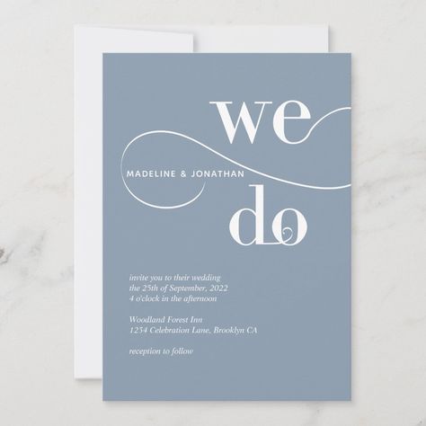 Wedding Invitation Quotes, Minimalist Wedding Reception, Baby Blue Weddings, Invitation Etiquette, Wedding Invitation Trends, Dusty Blue Wedding, Wedding Invitation Size, Blue Invitation, Blue Themed Wedding