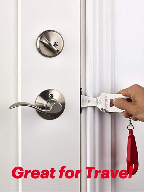 Great Amazon Find for Piece of Mind! Use this for Home Security, Apartment Security Lock, Travel Door Lock, AirBNB Lock and Dorm Room Essentials Apartment Security, Hotel Door Locks, Safety Door, Security Lock, Dorm Room Essentials, Security Locks, Door Levers, Door Latch, Types Of Doors