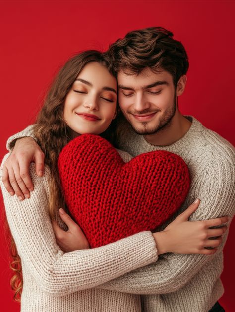 Download this free photo of, Valentine's Celebration an Indian couple is embracing each other, with the woman holding a large red knitted heart between them. Download more than millions of images from freepixel.
#freepixel #freestockimage #freestockillustration #valentinesday #happyvalentineday #febuary #love #lovegreeting #romanticcouple #couplewalk #couplehug #valentinescelebration #indiancouple #heartshape #knitted #embracing Solid Red Background, Romantic Couple Photoshoot, Beige Knit Sweater, Greeting Poster, Valentine's Day Celebration, Red Turtleneck Sweater, Valentines Couple, Hugging Couple, Short Brown Hair