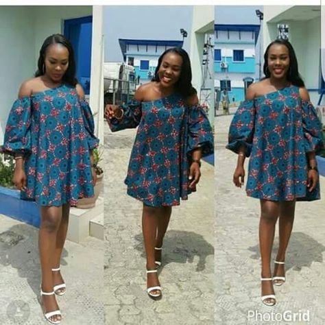 Mini Kaba, Short Flare Gown, Ankara Short Flare Gowns, Gown For Ladies, Short Ankara Dresses, Ankara Short, Trendy Ankara Styles, Ankara Gowns, Short African Dresses