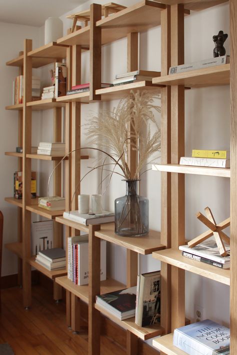 Collection — SinCa Design Oak Book Shelves, Bookcase Design Minimal, Wooden Bookshelf Design, Japanese Shelves, Minimal Bookcase, Scandinavian Shelving, Scandinavian Bookshelves, Scandinavian Bookshelf, Modern Bookshelf Design