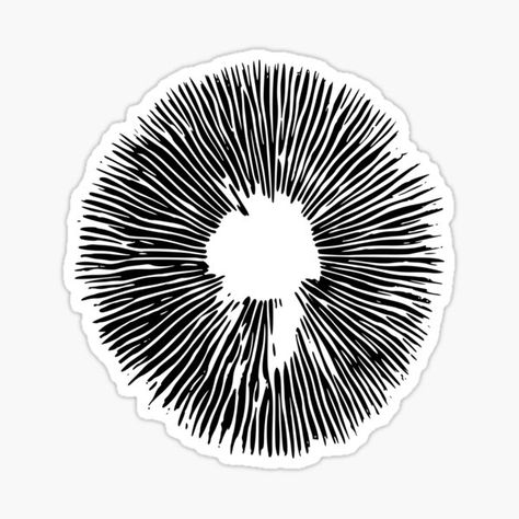 Replication of an actual psilocybe cubensis spore print! After picking the magical fungi, the cap is cut from the stem and rested on a clean surface overnight. The spores are released from the gills of the cap and create a spectacular spore print, then • Millions of unique designs by independent artists. Find your thing. Mushroom Spore Tattoo, Mushroom Cap Drawing, Mushroom Spores Art, Spore Print Tattoo, Cubensis Mushrooms, Spore Print, Mushroom Illustrations, Cap Drawing, Mushroom Spores