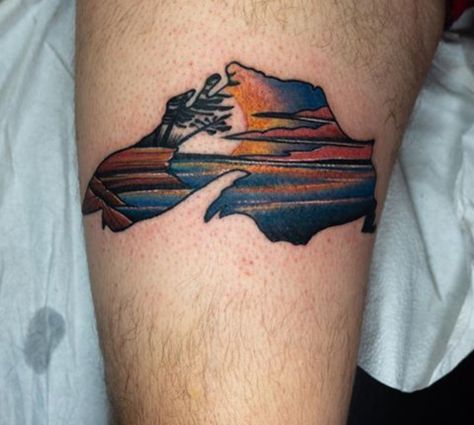 Lake Superior Tattoo Lake Superior Tattoo, Cliffs Tattoo, Superior Tattoo, Lake Almanor, Lake Superior, A Tattoo, Maple Leaf Tattoo, Hair And Nails, Cool Tattoos