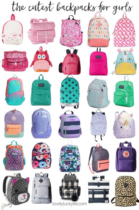 back to school! cute backpacks for girls - not a character backpack in the bunch! // lovelyluckylife.com Toddler Girl Backpack, Cute Small Purse, Cute Backpacks For School, Character Backpack, Backpacks For Girls, Backpacks School, Kindergarten Backpack, Stylish Backpack, Back To School Backpacks