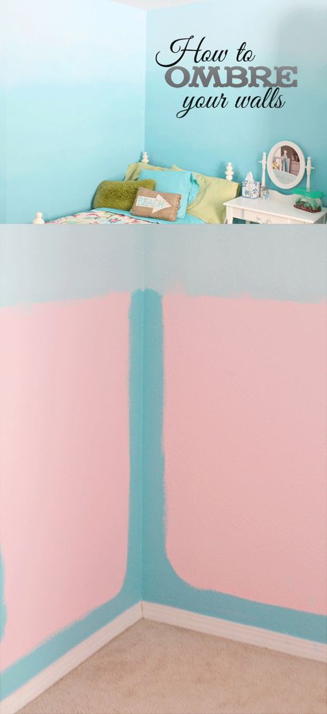 Ombre-Bedroom-Wall-Tutorial-all-the-step-by-step-details-to-create-a-beachy-bedroom-wall Ombre Bedroom, Shark Bathroom, Paint Tutorials, Ombre Paint, Suite Master, Beachy Bedroom, Surf Room, Small Bedroom Remodel, Beach Nursery