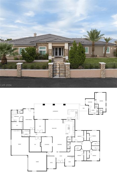 5-Bedroom Single Story Home with Covered Patio and RV Garage (5,596 Sq. Ft. Floor Plan) Tv Mounted, Bedroom With Walk In Closet, Rv Garage, Single Story Homes, Circular Driveway, Central Vacuum, Wrap Around Porch, Butler's Pantry, Walk In Closet