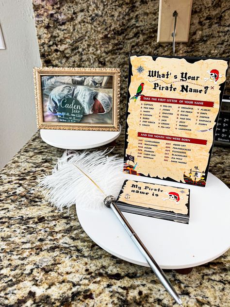 Peter Pan Party Games, Off Two Neverland Party, Neverland Birthday Party, Peter Pan Themed Party, Pirate Names, Peter Pan Party, Baby D, Mad Dog, Baby Shower Party Favors