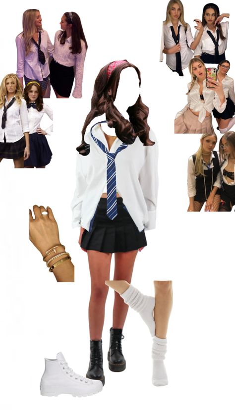 Blair Waldorf Outfits Halloween, Halloween Costume School Uniform, Halloween It Girl Costume, Halloween Costumes School Uniform, Gossip Girl School Uniform, Blair Waldorf Halloween Costume, Gossip Girl Party Outfits, Schoolgirloutfit Halloween, Halloween School Outfit