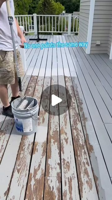 BuildersRx on Instagram: "Today’s Featured Follower @zemopainting with the solid stain on this deck floor 👏🏽👏🏽👏🏽  No sanding required 🚫  #exterior #exteriorpaint #painting #deck" Painting Deck Ideas Wood, Painted Deck Ideas, Painted Porch Floor Wood, Porch Color Ideas Paint, Painted Decks Colors Ideas, Deck Paint Ideas, Deck Painting Ideas, Deck Colors Ideas Paint, Solid Stain Deck Colors