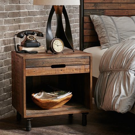 Carbon Loft Haberman Light Brown Multi Nightstand (24"W x 18"D x 24"H-Light Brown Multi) Brown Nightstands, Metal Nightstand, Nightstand Light, Style Nightstand, Wood Nightstand, Bedroom Night Stands, Farmhouse Style Decorating, Night Stand, Furniture Outlet Stores