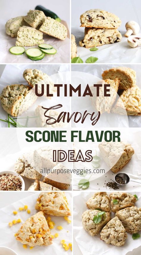 Traditional Scones Recipe, Everything Scones, Savoury Scones Recipe Easy, Winter Scone Flavors, Savory Breakfast Baked Goods, Savory Scone Ideas, Savory Scone Recipes, Vegan Scones Recipe, Savory Scones Recipe Breakfast