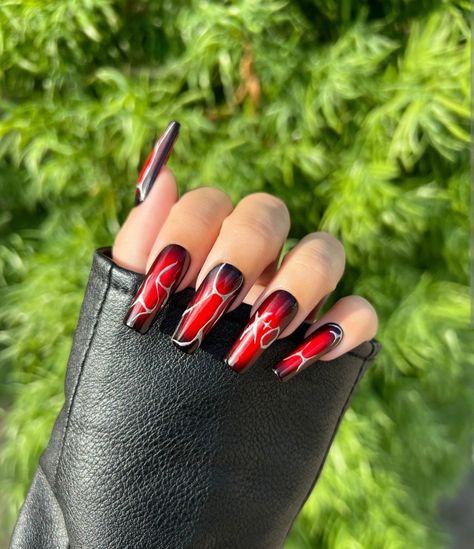 Fall Nail Ideas Acrylic, Leather Jacket Design, Concert Nails, Horror Nails, Emerald Nails, Witch Nails, Witchy Nails, Maroon Nails, September Nails